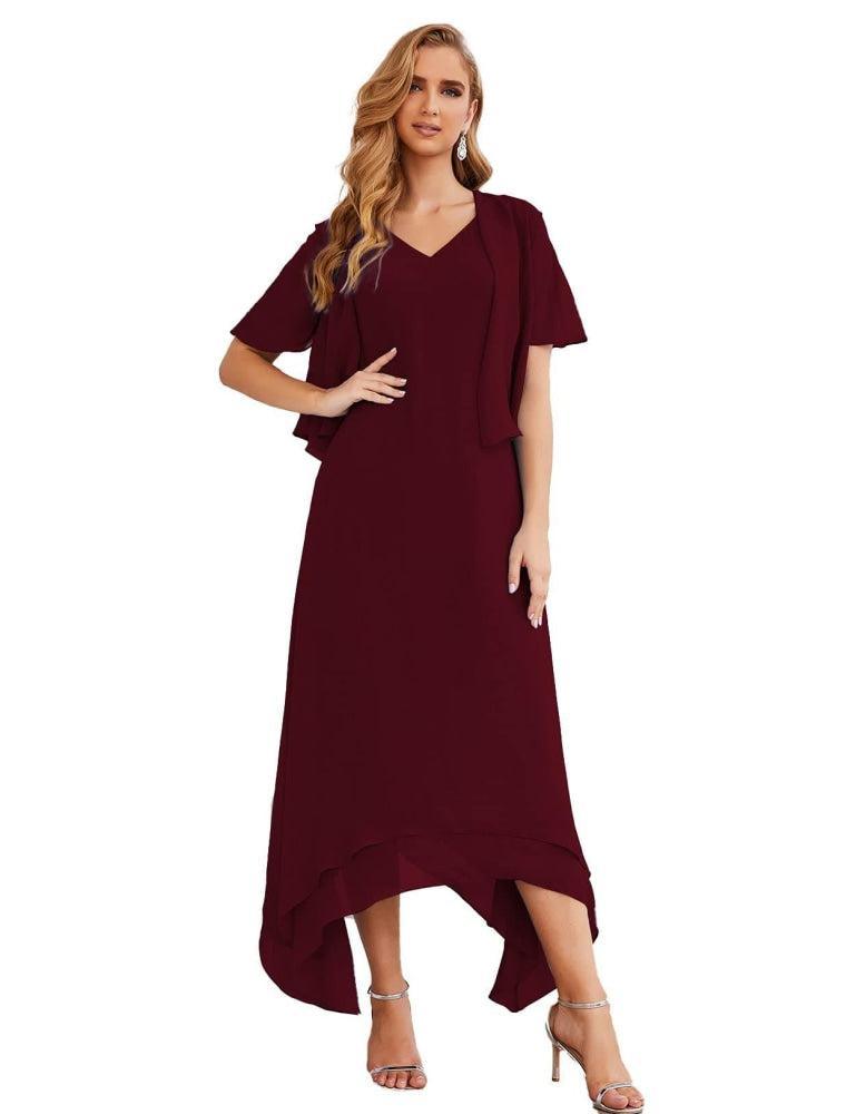 Vestidos de chifón de talla grande para la madre de la novia con chaqueta, vestidos formales para boda SY28073 