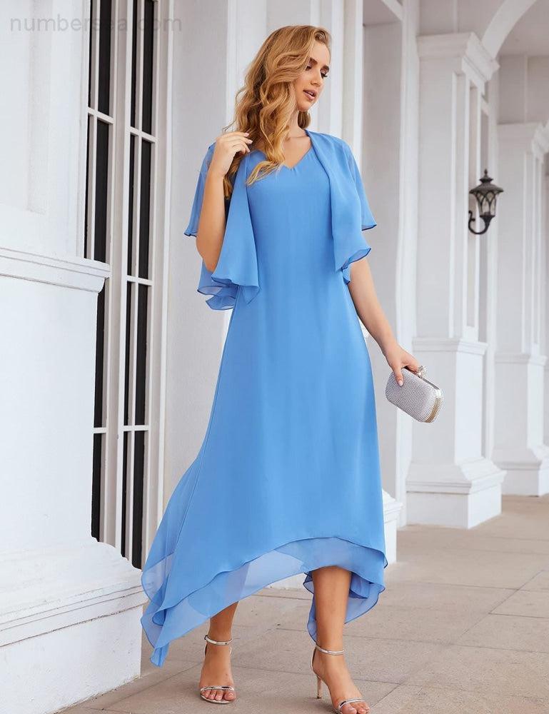 Vestidos de chifón de talla grande para la madre de la novia con chaqueta, vestidos formales para boda SY28073 