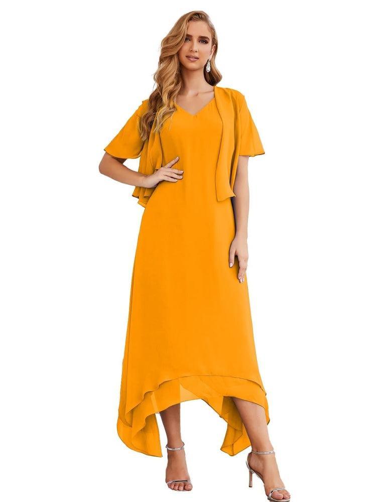 Vestidos de chifón de talla grande para la madre de la novia con chaqueta, vestidos formales para boda SY28073 