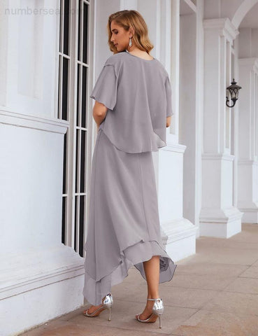 Vestidos de chifón de talla grande para la madre de la novia con chaqueta, vestidos formales para boda SY28073 