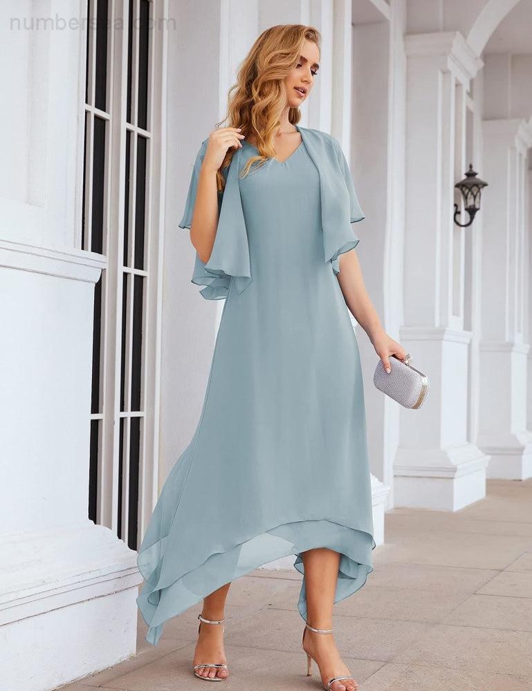 Vestidos de chifón de talla grande para la madre de la novia con chaqueta, vestidos formales para boda SY28073 