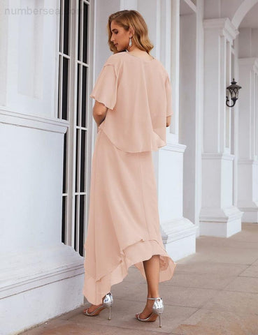 Vestidos de chifón de talla grande para la madre de la novia con chaqueta, vestidos formales para boda SY28073 