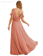 Baoleely Cold Shoulder Chiffon Bridesmaid Dresses Long Maxi Formal Prom Gowns for Women Party  SEA28059