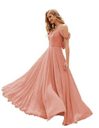 Baoleely Cold Shoulder Chiffon Bridesmaid Dresses Long Maxi Formal Prom Gowns for Women Party  SEA28059
