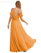 Baoleely Cold Shoulder Chiffon Bridesmaid Dresses Long Maxi Formal Prom Gowns for Women Party  SEA28059