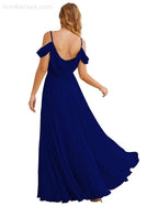 Baoleely Cold Shoulder Chiffon Bridesmaid Dresses Long Maxi Formal Prom Gowns for Women Party  SEA28059