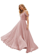 Baoleely Cold Shoulder Chiffon Bridesmaid Dresses Long Maxi Formal Prom Gowns for Women Party  SEA28059
