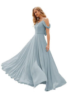 Baoleely Cold Shoulder Chiffon Bridesmaid Dresses Long Maxi Formal Prom Gowns for Women Party  SEA28059