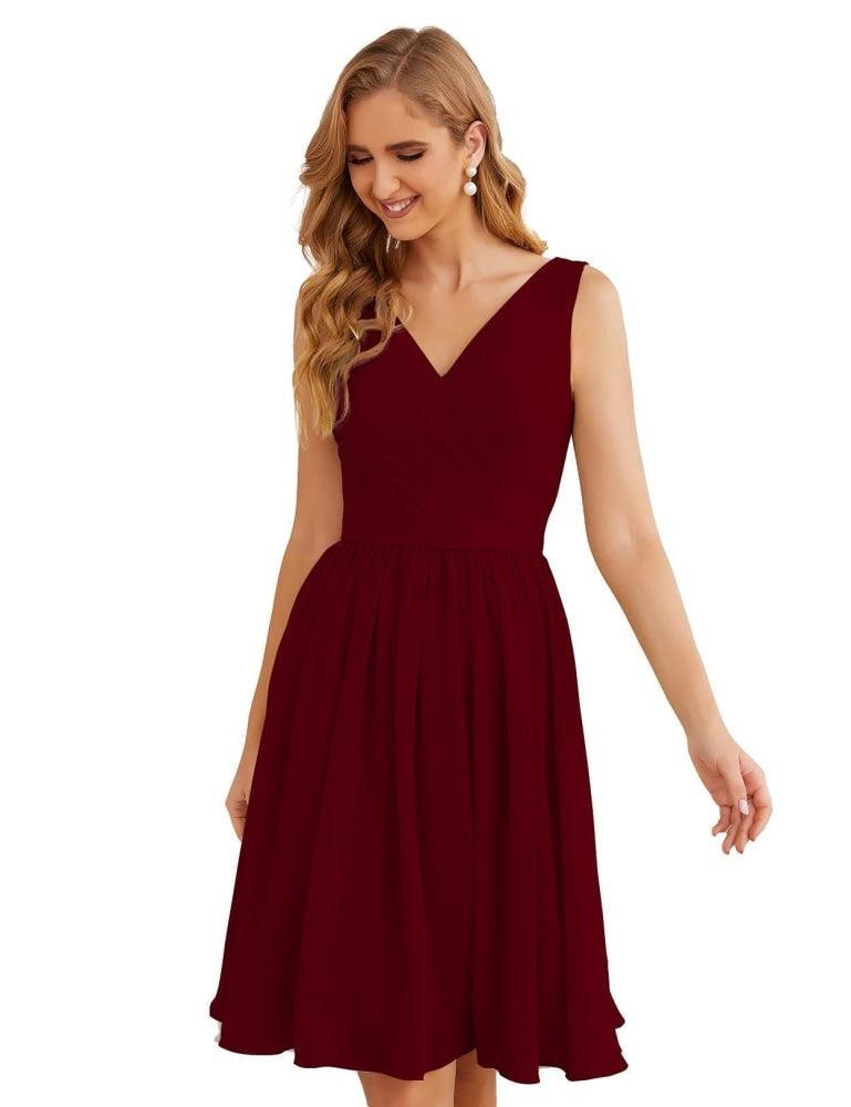 Vestidos de dama de honor Baoleely con escote en V, de gasa, cortos, hasta la rodilla, formales, para fiesta de graduación, SEA28062 