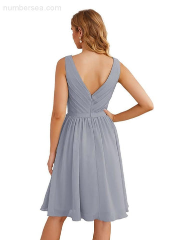 Vestidos de dama de honor Baoleely con escote en V, de gasa, cortos, hasta la rodilla, formales, para fiesta de graduación, SEA28062 