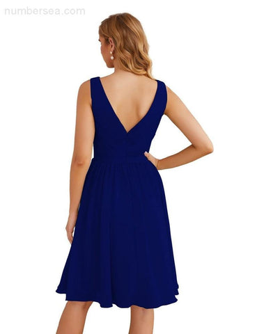 Vestidos de dama de honor Baoleely con escote en V, de gasa, cortos, hasta la rodilla, formales, para fiesta de graduación, SEA28062 