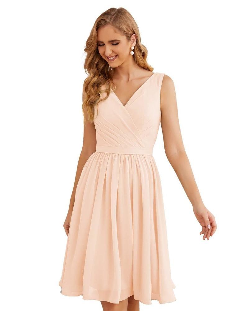 Vestidos de dama de honor Baoleely con escote en V, de gasa, cortos, hasta la rodilla, formales, para fiesta de graduación, SEA28062 