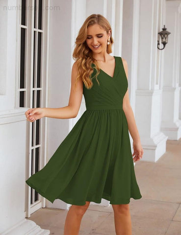 Vestidos de dama de honor Baoleely con escote en V, de gasa, cortos, hasta la rodilla, formales, para fiesta de graduación, SEA28062 