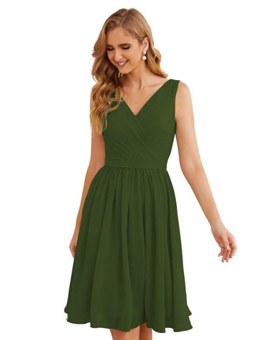 Vestidos de dama de honor Baoleely con escote en V, de gasa, cortos, hasta la rodilla, formales, para fiesta de graduación, SEA28062 