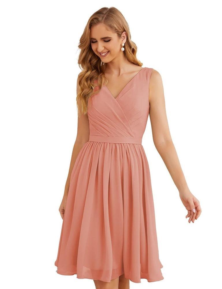 Vestidos de dama de honor Baoleely con escote en V, de gasa, cortos, hasta la rodilla, formales, para fiesta de graduación, SEA28062 