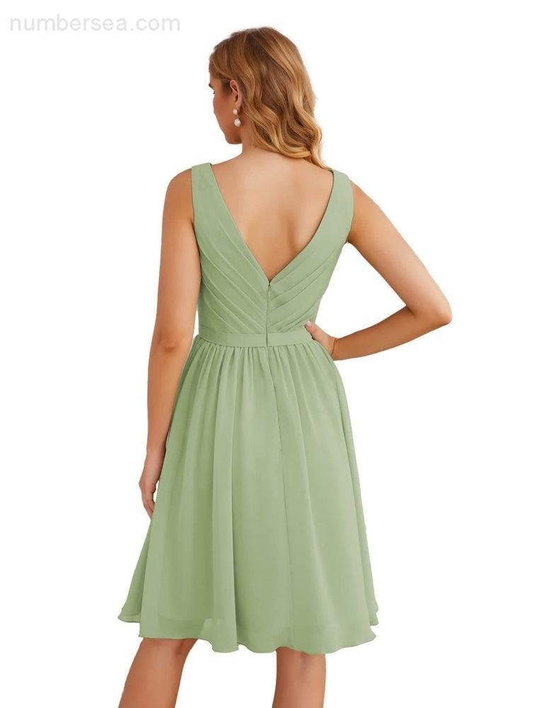 Vestidos de dama de honor Baoleely con escote en V, de gasa, cortos, hasta la rodilla, formales, para fiesta de graduación, SEA28062 
