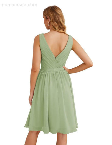 Vestidos de dama de honor Baoleely con escote en V, de gasa, cortos, hasta la rodilla, formales, para fiesta de graduación, SEA28062 