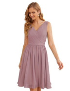 Vestidos de dama de honor Baoleely con escote en V, de gasa, cortos, hasta la rodilla, formales, para fiesta de graduación, SEA28062 
