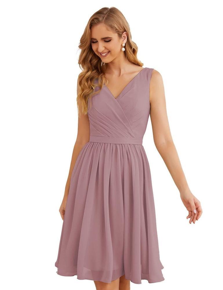 Vestidos de dama de honor Baoleely con escote en V, de gasa, cortos, hasta la rodilla, formales, para fiesta de graduación, SEA28062 