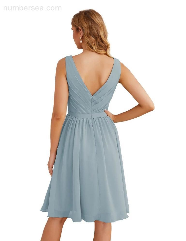 Vestidos de dama de honor Baoleely con escote en V, de gasa, cortos, hasta la rodilla, formales, para fiesta de graduación, SEA28062 