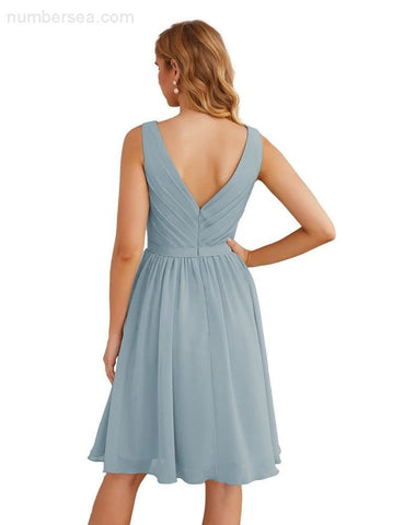 Vestidos de dama de honor Baoleely con escote en V, de gasa, cortos, hasta la rodilla, formales, para fiesta de graduación, SEA28062 