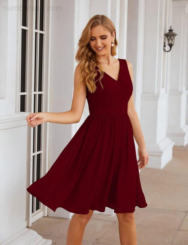 Vestidos de dama de honor Baoleely con escote en V, de gasa, cortos, hasta la rodilla, formales, para fiesta de graduación, SEA28062 