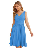 Vestidos de dama de honor Baoleely con escote en V, de gasa, cortos, hasta la rodilla, formales, para fiesta de graduación, SEA28062 