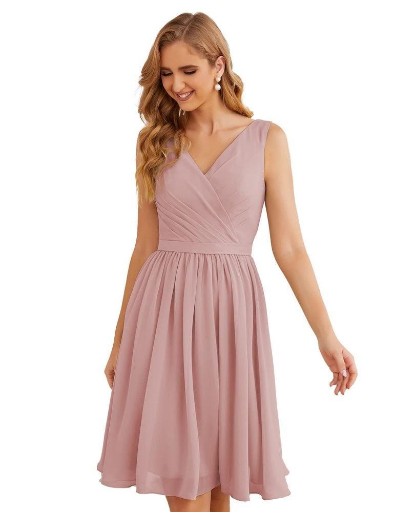 Vestidos de dama de honor Baoleely con escote en V, de gasa, cortos, hasta la rodilla, formales, para fiesta de graduación, SEA28062 
