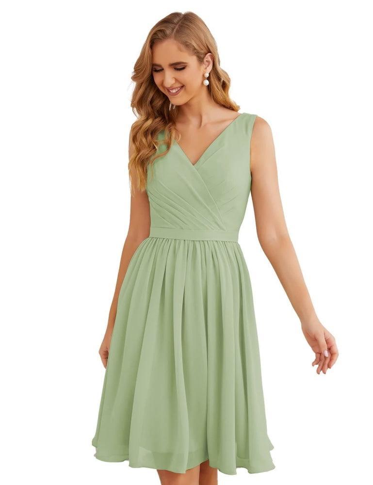 Vestidos de dama de honor Baoleely con escote en V, de gasa, cortos, hasta la rodilla, formales, para fiesta de graduación, SEA28062 