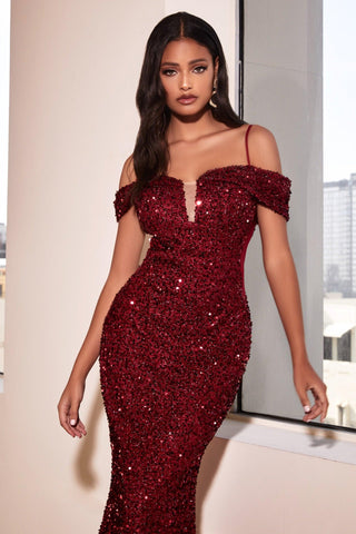 Robe de bal longue à paillettes
