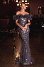 Off Shoulder Long Prom Gown