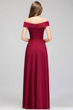 Robe de soirée bordeaux longue à épaules dénudées
