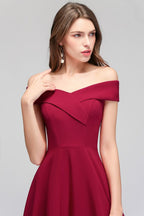 Robe de soirée bordeaux longue à épaules dénudées