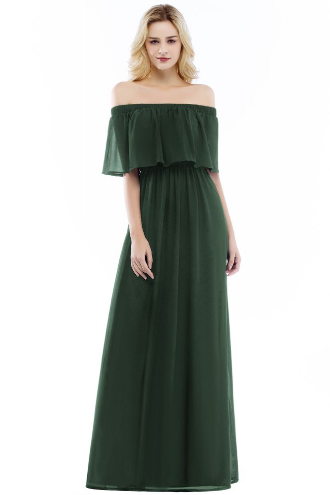Robe de soirée longue en mousseline à épaules dénudées, sans manches, pour bal de promo