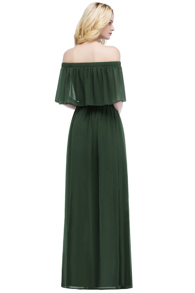 Robe de soirée longue en mousseline à épaules dénudées, sans manches, pour bal de promo