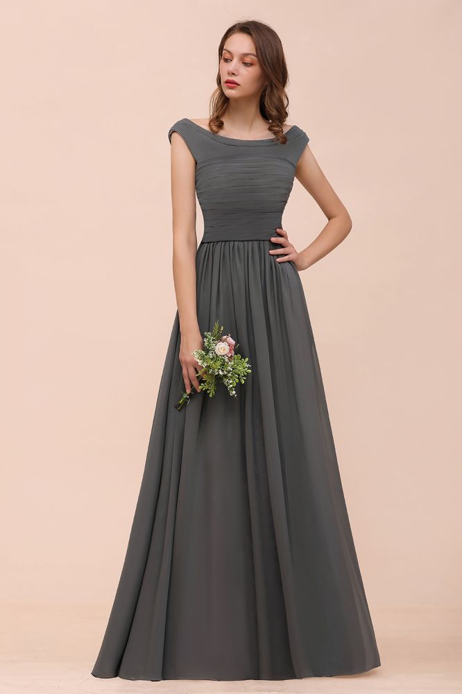 Robe de demoiselle d'honneur trapèze fendue sur le côté devant, épaules dénudées, robe d'invitée de mariage