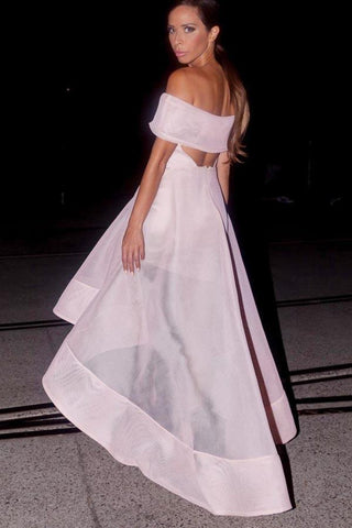 Robe de bal en organza sans manches, épaules dénudées, coupe asymétrique, référence PD072