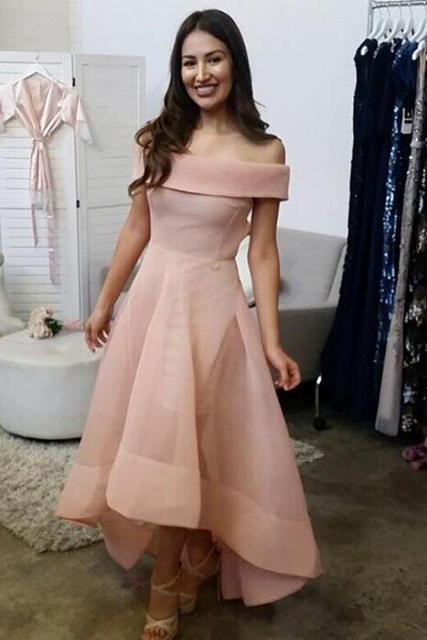 Robe de bal en organza sans manches, épaules dénudées, coupe asymétrique, référence PD072