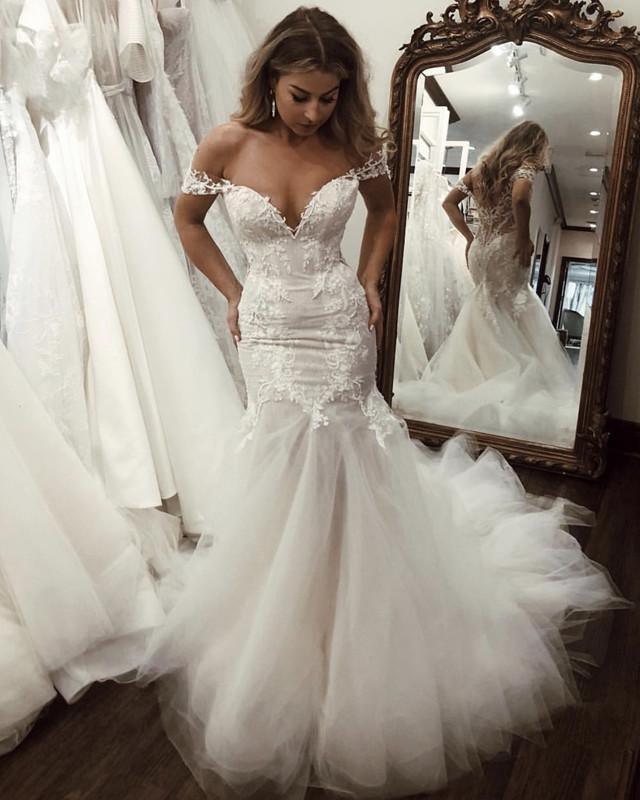 Robe de mariée sirène épaules dénudées WD510