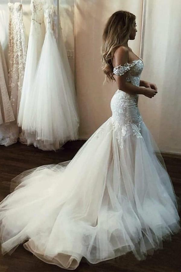 Robe de mariée sirène épaules dénudées WD510