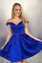 Robe de bal de promo en satin à épaules dénudées et perles, avec poche PD167