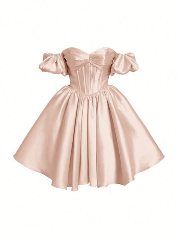 Prom Dresses With Puffy Sleeves Homecoming Dress VMH117