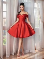 Vestidos de fiesta modestos hasta la rodilla con hombros descubiertos VMH114