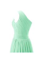 Vestido de dama de honor de un solo hombro, vestido de noche de gasa para baile de graduación BD008
