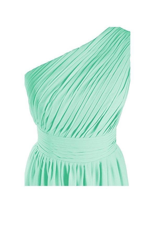 Vestido de dama de honor de un solo hombro, vestido de noche de gasa para baile de graduación BD008
