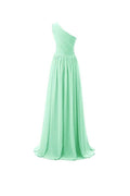Vestido de dama de honor de un solo hombro, vestido de noche de gasa para baile de graduación BD008