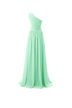 Vestido de dama de honor de un solo hombro, vestido de noche de gasa para baile de graduación BD008