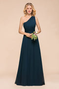 Robe de demoiselle d'honneur asymétrique longue jusqu'au sol, coupe trapèze, en mousseline, pour mariage