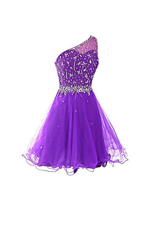 Robe de bal asymétrique en tulle ornée de perles PG065