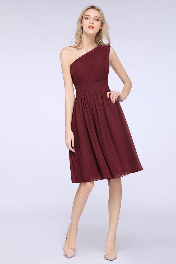 Robe de demoiselle d'honneur asymétrique sans manches, longueur genou, à volants, robe de soirée formelle